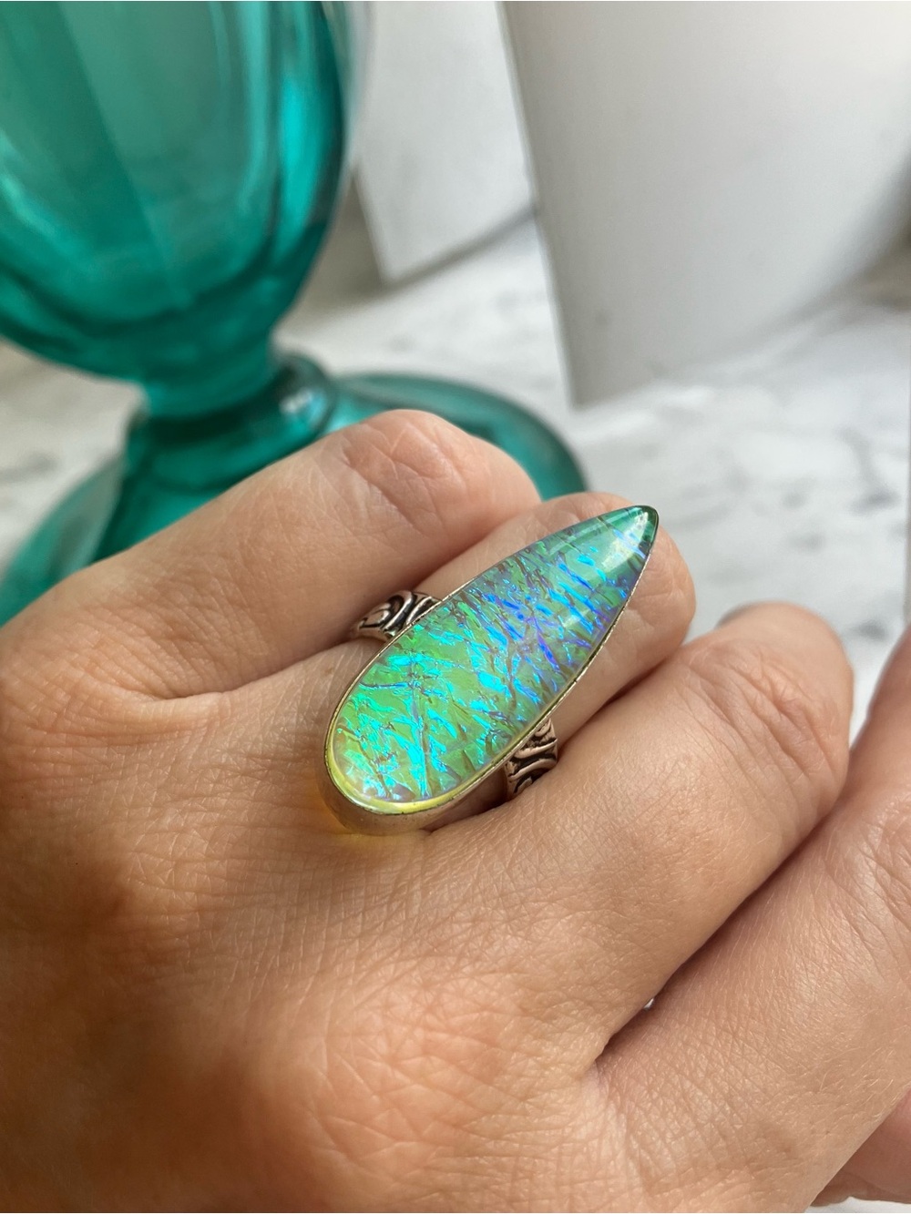 Teardrop Fairy Ring, Sterling 925, 6.25